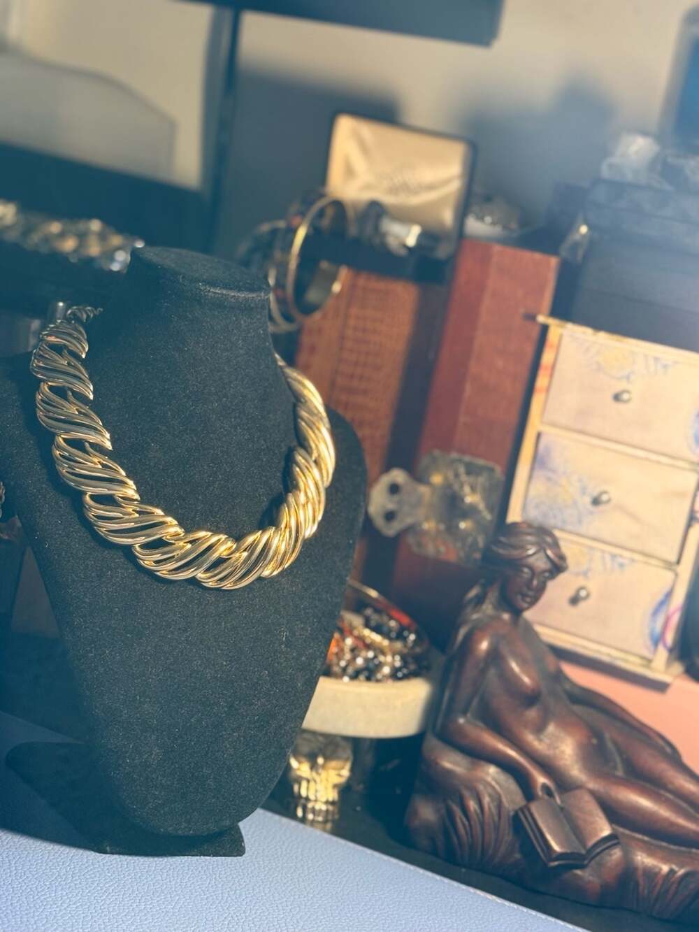 Vintage Givenchy Golden Wave Swirl Collar Necklace 1960s Designer Signed - Picture 5 of 7
